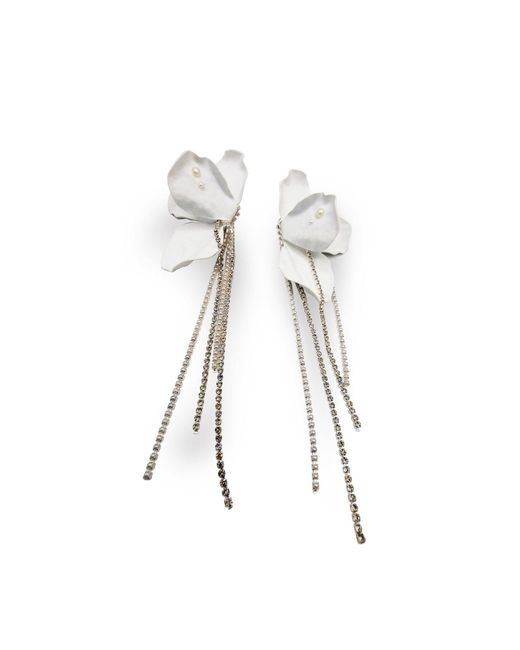 Laura Daili White Orchid Statement Earrings