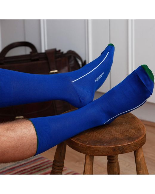 Peper Harow - Made in England Red Cobalt & Cinnabar Square Mile Socks 2 Pack for men