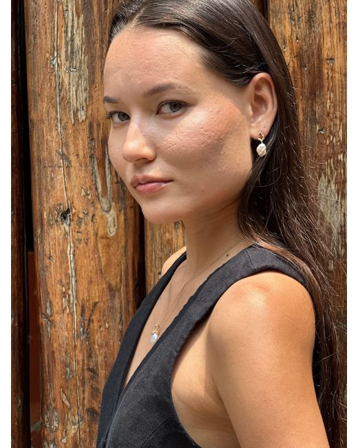 Claire Hill Designs Metallic Pearl Vermeil Lichen Drop Earrings