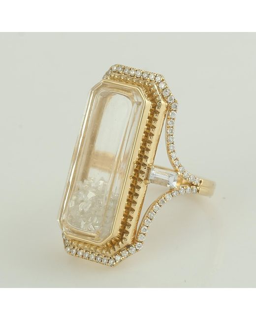 Artisan Metallic Glass And Sapphire Shaker Ring With Diamond Accents