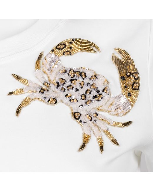 House of Laines London White Laines Couture Embellished Crab T-Shirt