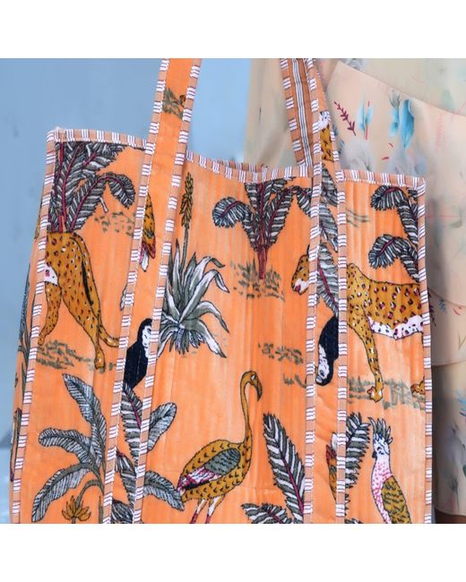 Conscious Yoga Collective Orange The Ultimate Jungle Velvet Tote