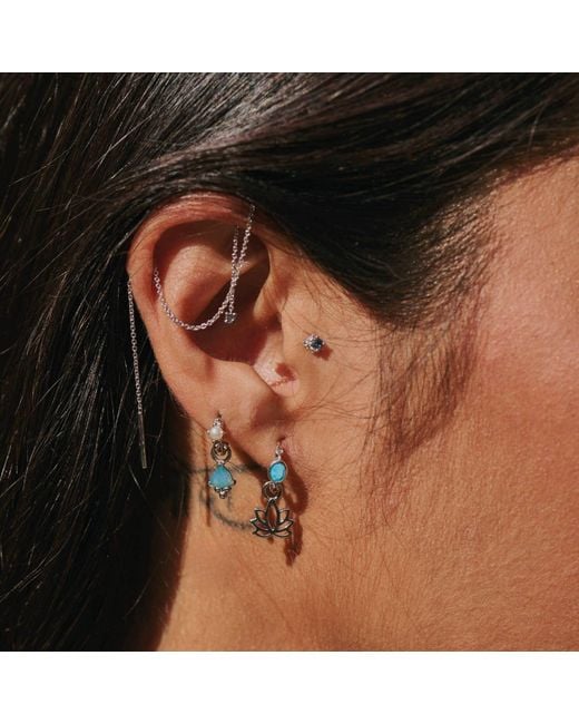 Zohreh White Amazonite Beaded Hoop Earrings Sterling