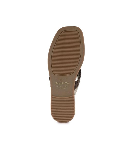 Rag & Co Brown Eirata Braided Real Leather Slip-On Flats