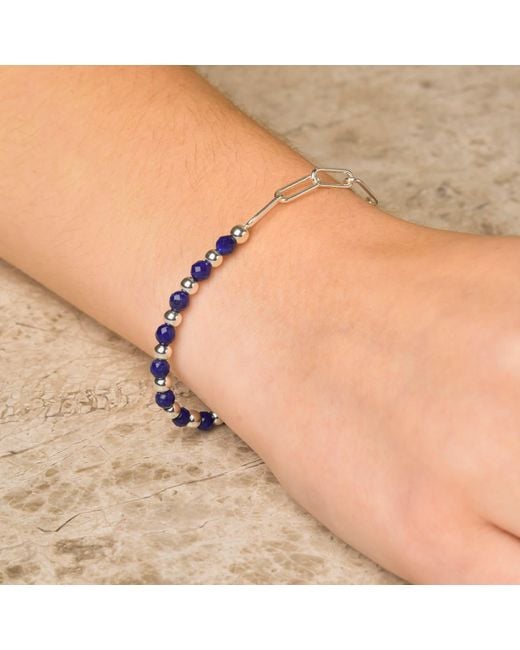Nellou Jewellery Blue Lapis Gem Shine Bracelet Sterling