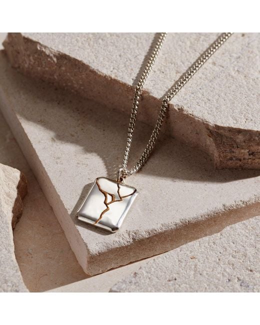 Posh Totty Designs Metallic Bevelled Edge Kintsugi Pendant Necklace for men