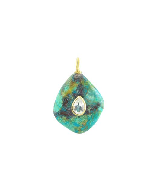 KAMARIA Green Chrysocolla Gemstone Pendant With Topaz