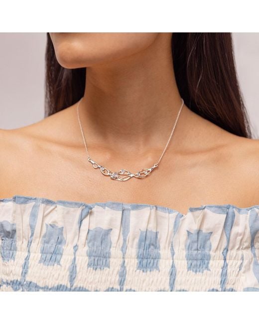 Isla Silver Metallic Moonstone Organic Flow Statement Necklace