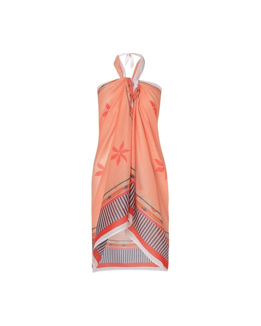 DHARA SHETH DUBAI Red Peach Blossom Resort Halter-Style Sarong Sarong