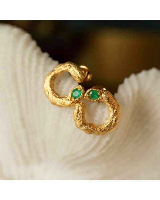 Claire Hill Designs Metallic Emerald Asymmetric Branch Earrings