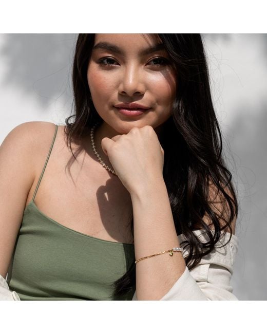 Dower & Hall White Luna Pearl, Chain & Peridot Drop Bracelet