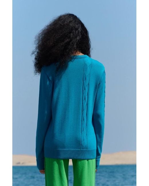 La Granni Blue Cable Crewneck