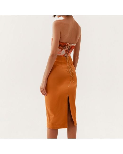 La Musa Orange Apricot Pencil Skirt