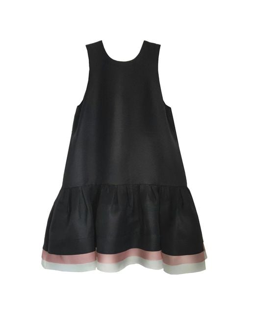 Langner Black Little Dress Open Back Flared Mini Silk & Linen
