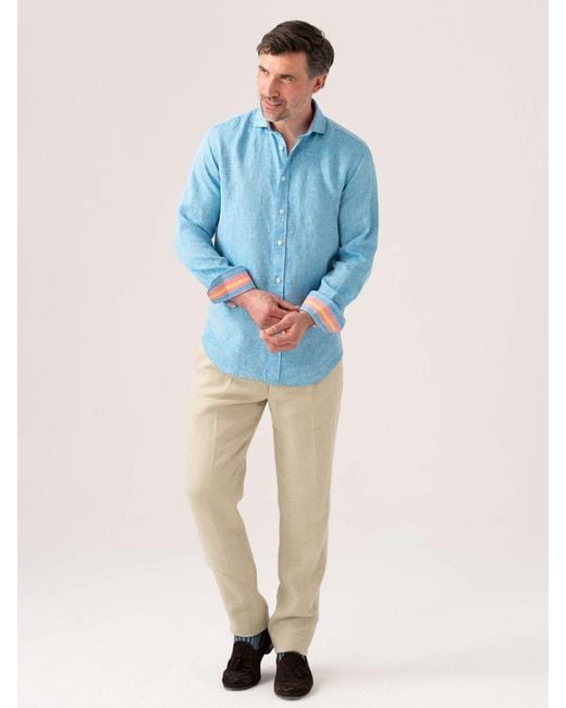 Koy Clothing Blue Linen Shirt for men