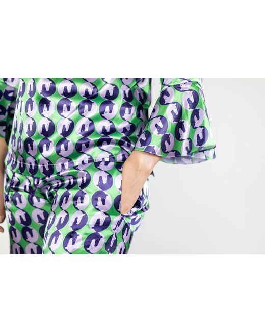 FORZA CAVALLO Blue Yin Yang Horse Satin Pajamas