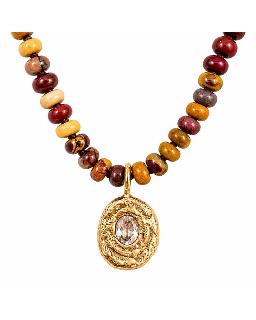 Zoe Alexandria Jewellery Metallic Mookaite Beaded Necklace & Portrait Pendant
