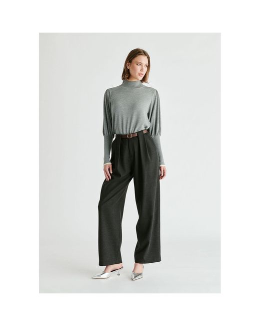 Paisie Black Belted Wide Leg Trousers With Box Pleats