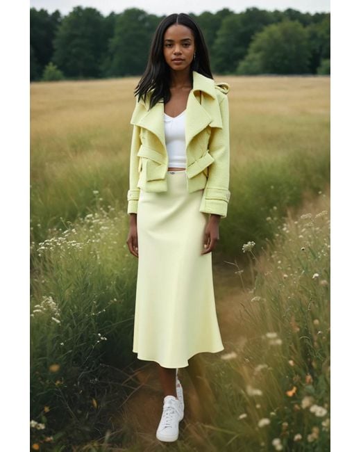 Hortons England Yellow Tweed Boucle Cropped Jacket