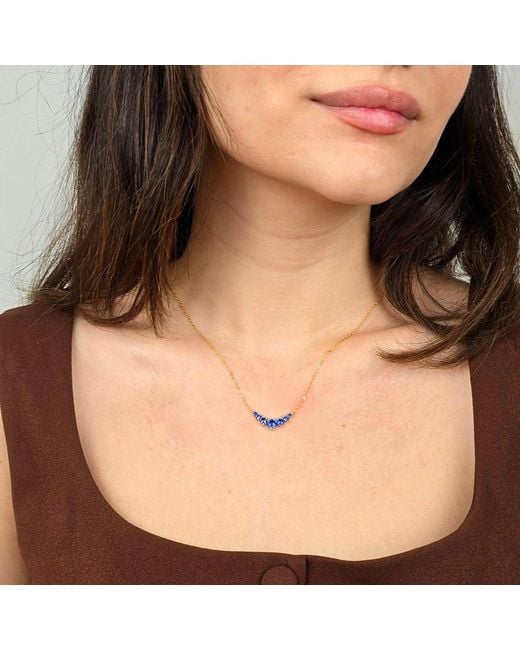 Harfi Metallic Graduated Round Sapphire Stones Plated Necklace