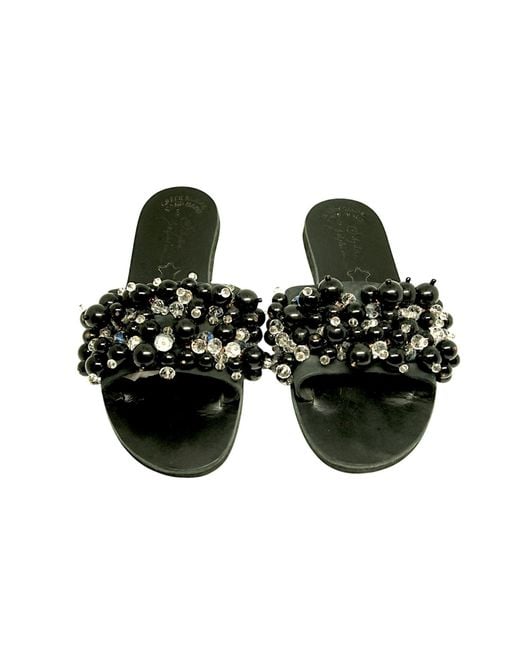 Sibylla Delphica Green Jeweled Leather Sandals Full Of Crystals Hermia