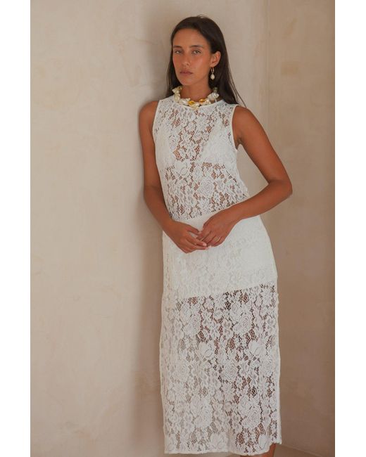 Palm Collective White Neutrals Fleur Lace Maxi Dress