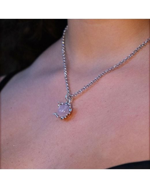 Unaloe Metallic Ribes Sterling Necklace With Natural Kunzite Pendant – Elegant Jewelry