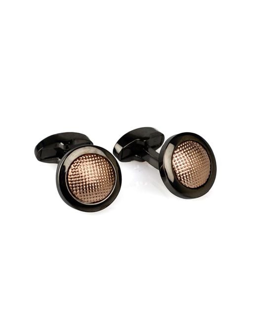 DAVID WEJ Black Rose Circle Patterned Cufflinks for men