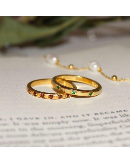 ASSUWA Metallic Lovers Ring With Garnet And Tsavourite