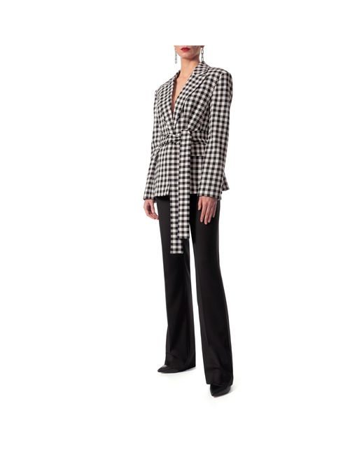 AGGI by HALEWSKI Black Martha Jet Set Checkered Blazer With Belt