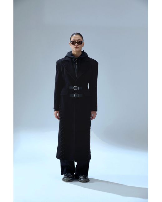 Pcfg Black Your Itch Cashmere Blend Long Overcoat