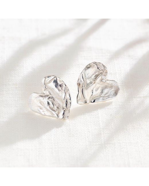 Posh Totty Designs Metallic Fortune Heart Stud Earrings