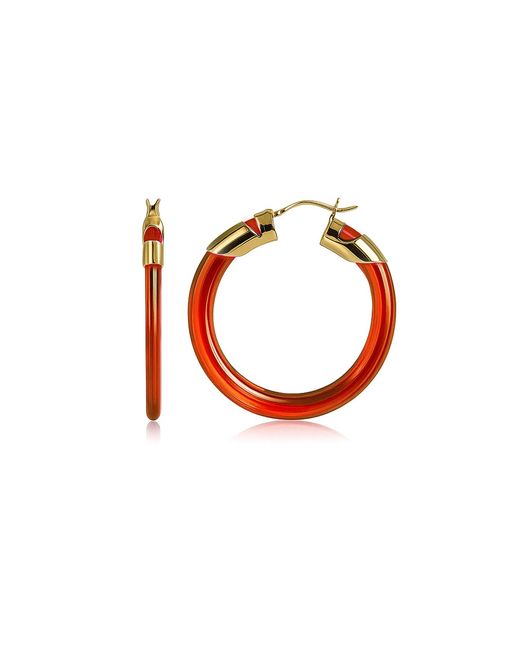 Gold & Honey Multicolor Garnet Classic Flat Lucite Birthstone Hoop Earrings