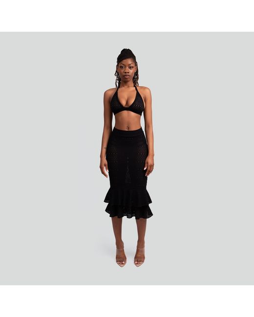 Maui X Lolita Black Cassandra Lace Knit Two-Piece Set
