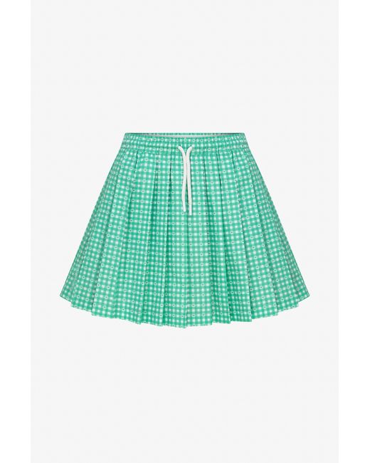 Je Te Veux Green Sweetheart Gingham Pleated Skirt