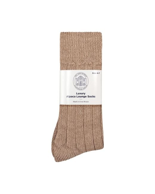 Paul James Knitwear Brown Alpaca Kenilworth Lounge Socks