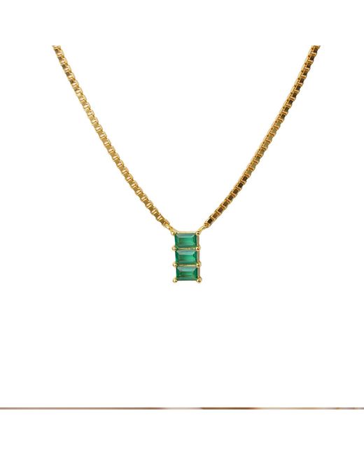 NASI SILVER Green Baguette Nahar Necklace- Crystal Spinel