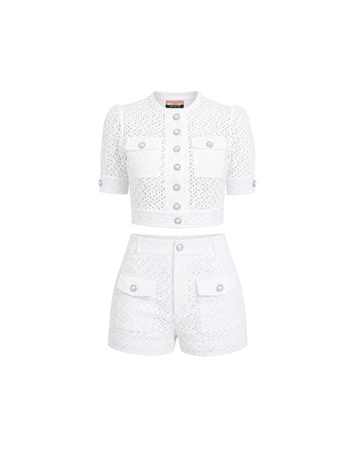 Maui X Lolita White Fae Eyelet Two-Piece Shorts Set