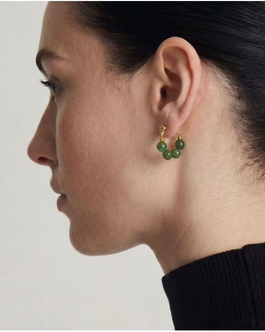 seree Green Fay Beaded Jade Hoop Earrings