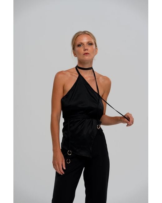 The Ethos Studio Black Thalassa Wrap-Top