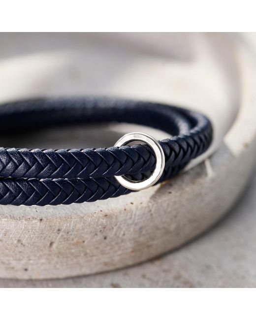 Posh Totty Designs Blue Navy Leather Message Bracelet for men