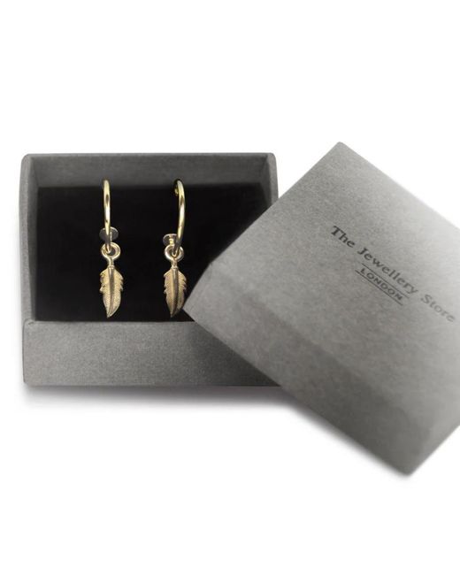 The Jewellery Store London Metallic Open Hoop Earring With Feather Charm