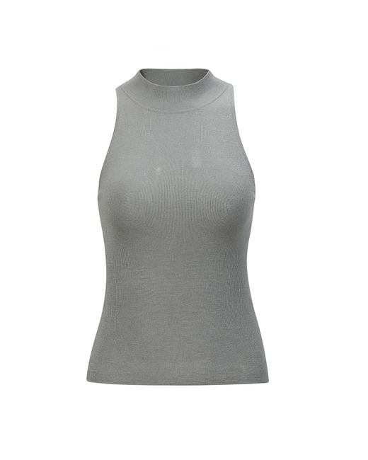NUAJE NUAJE Gray Halterneck Merino Wool-Silk Knit Tank