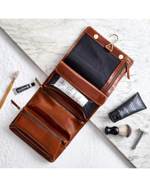 VIDA VIDA Brown Hanging Tan Leather Wash Bag
