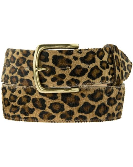 Peachy Belts Ltd Metallic Leopard Print Cowhide Belt With Detachable Chain Buckle