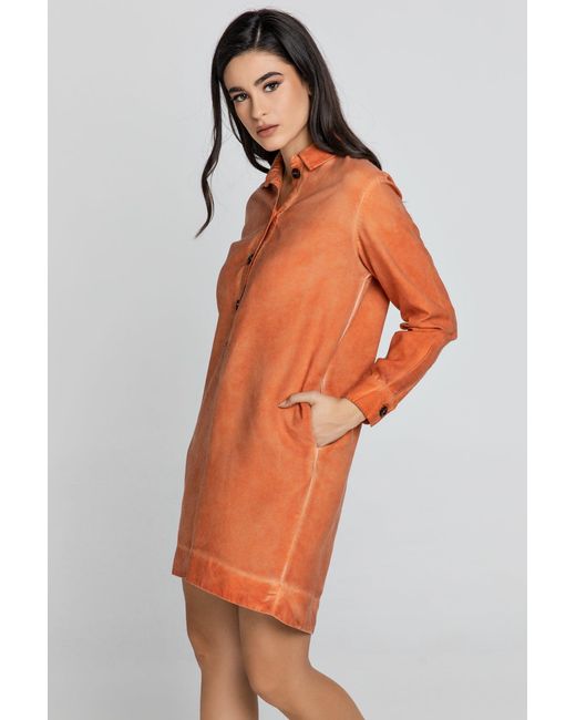 Conquista Orange Tencel Shirt Dress