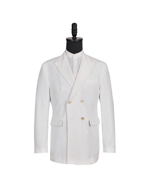 DAVID WEJ White Ashford Relaxed Double-Breasted Blazer – for men