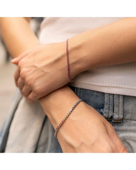Spero London Pink Fine Sterling Cz Ruby Tennis Bracelet