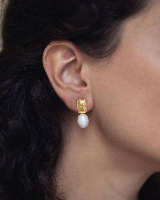 Kybele Studio White Baroque Pearl Stud Earrings