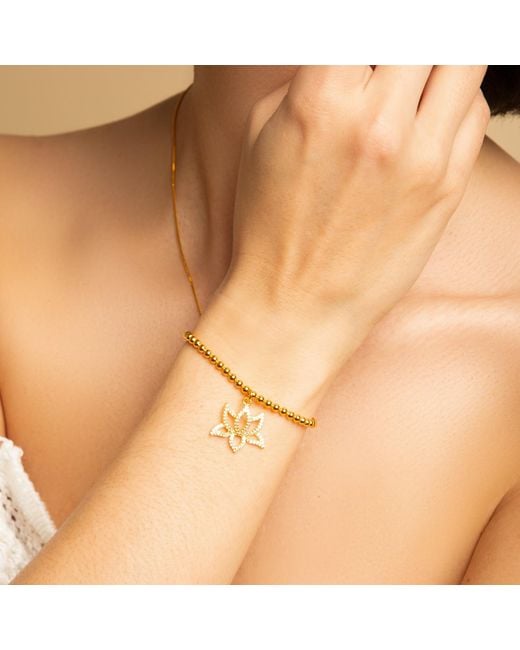 Seven Saints Metallic Illuminate Lotus Bracelet, Topaz Pave, Plated